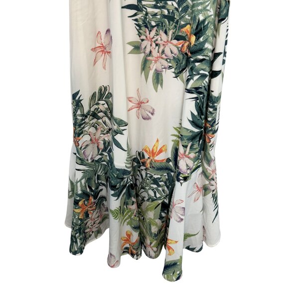 Adelyn Rae Floral Ivory Ruffled Short‎ Sleeve Wrap Dress - Size Medium - Picture 9 of 9